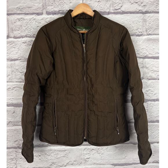 EDDIE BAUER DOWN Women's S Brown Quilted Puffer Zip Goose Down Outdoor Jacket - Picture 11 of 11